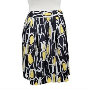 Jones New York Silk A-line Skirt Black Yellow White Women's Plus Size 16